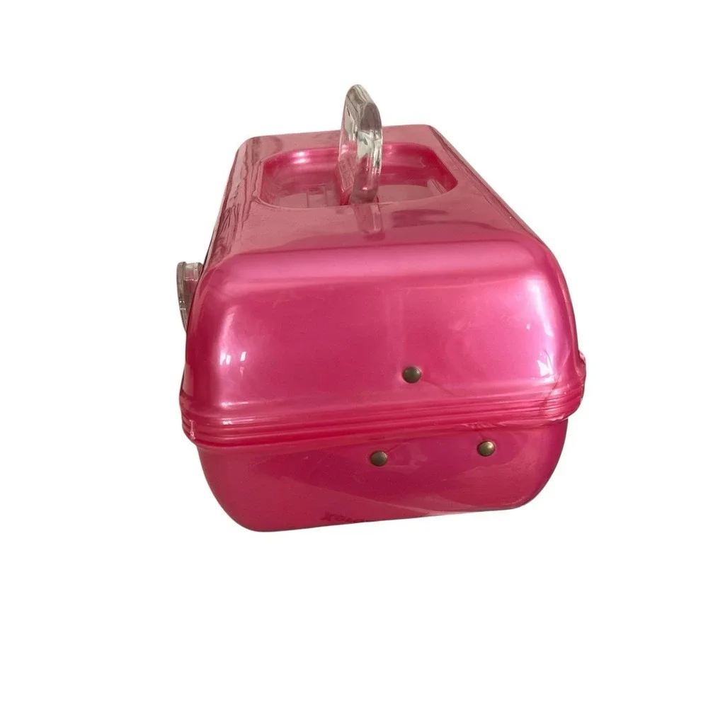 Caboodles Mirror Pink Satin Jelly Hair Makeup Case Cosmetic Pageant USA #2622